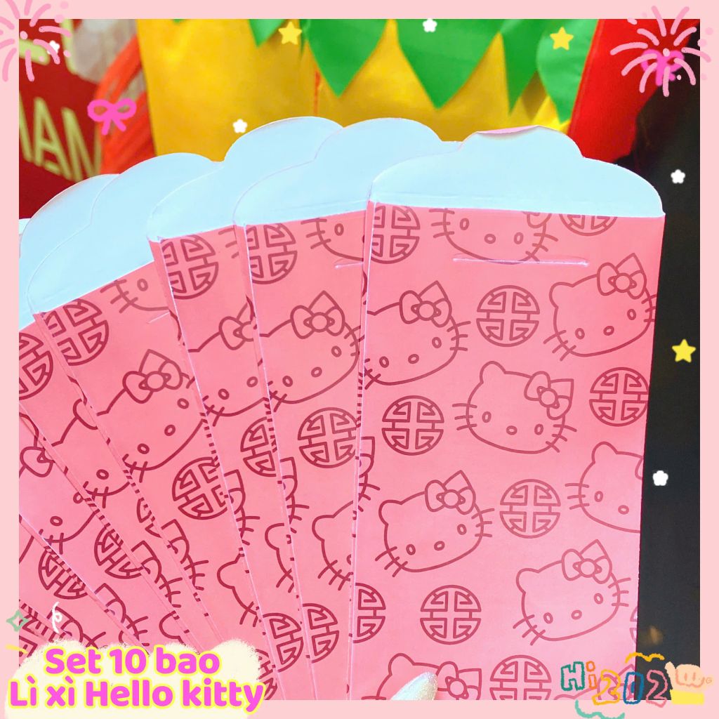 ** Set 10 bao lì xì Kitty hồng