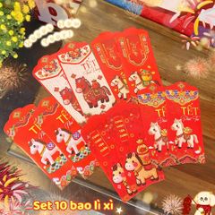 ** Set 10 bao lì xì hình Ngựa