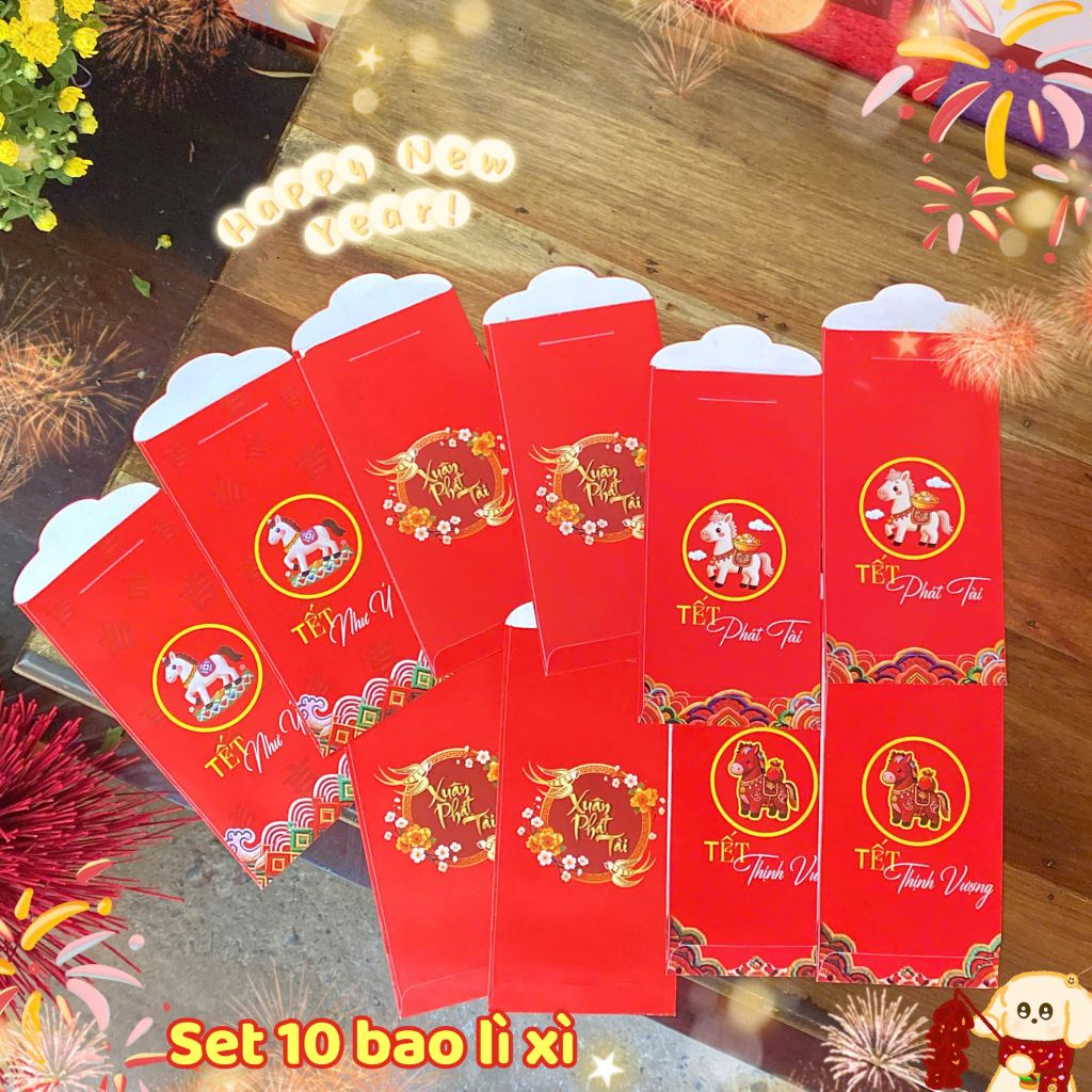 ** Set 10 bao lì xì hình Ngựa