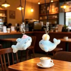 ** Dây đeo điện thoại cá heo/cá mập/sò/cua biển phủ lông