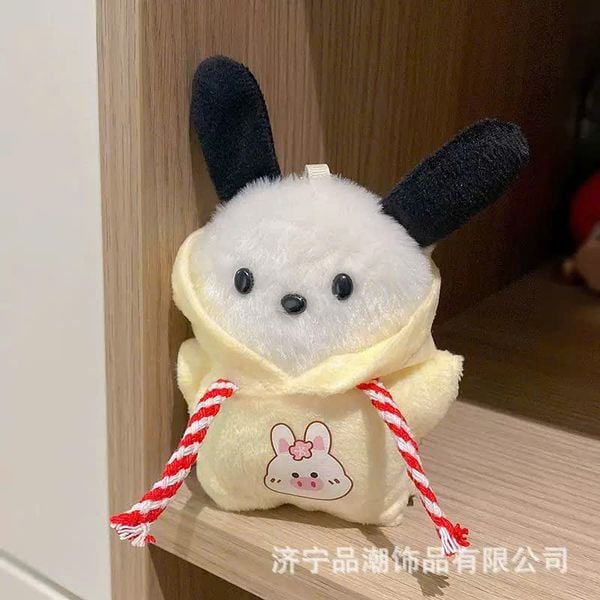 ** Móc khóa bông cún mặc áo hoodie