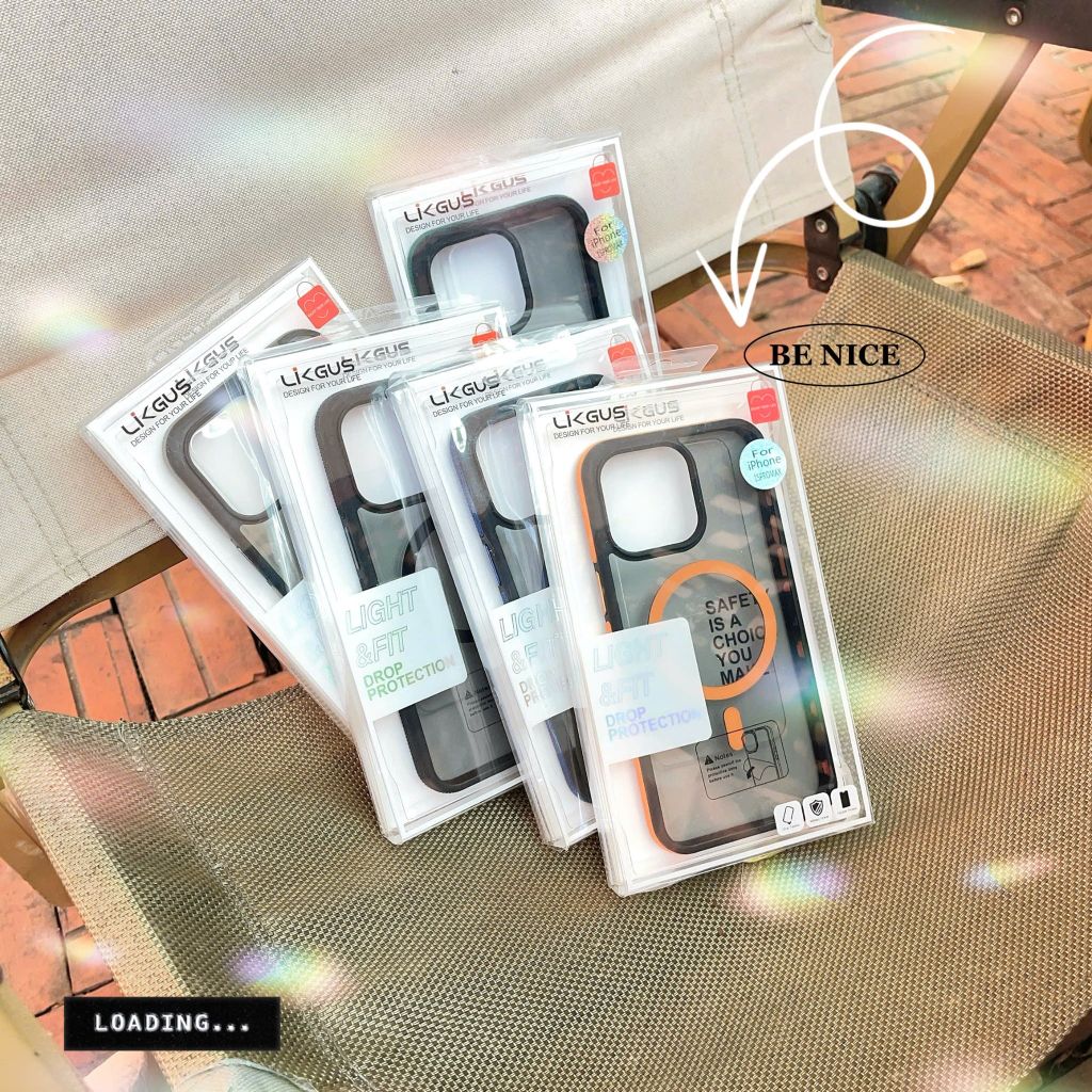 Ốp IP 15 Pro Max Likgus lưng trong đen Magsafe viền màu chống trơn