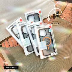 Ốp IP 15 Pro Max Likgus lưng trong đen Magsafe viền màu chống trơn