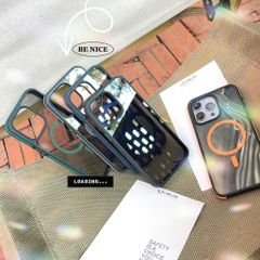 Ốp IP 15 Pro Max Likgus lưng trong đen Magsafe viền màu chống trơn