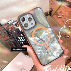 Ốp IP 15 Pro Max Likgus lưng trong đen Magsafe viền màu chống trơn