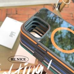 Ốp IP 14 Pro Max Likgus lưng trong đen Magsafe viền màu chống trơn