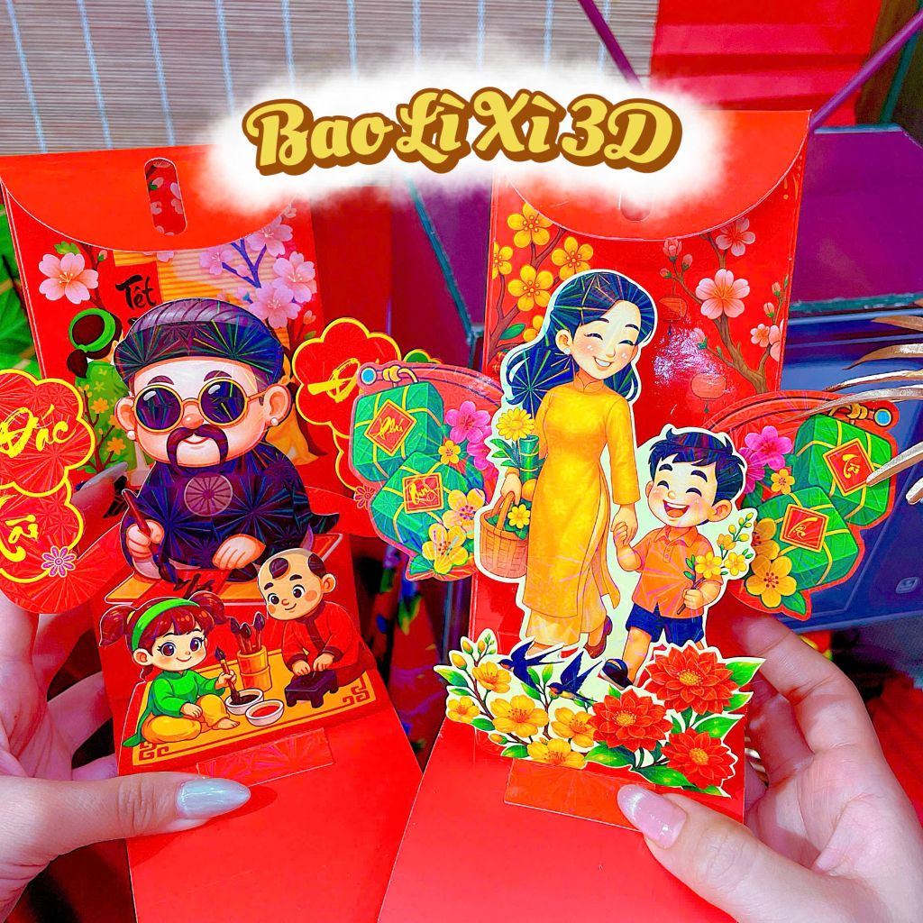 ** Bao lì xì xòe popup 3D cao cấp