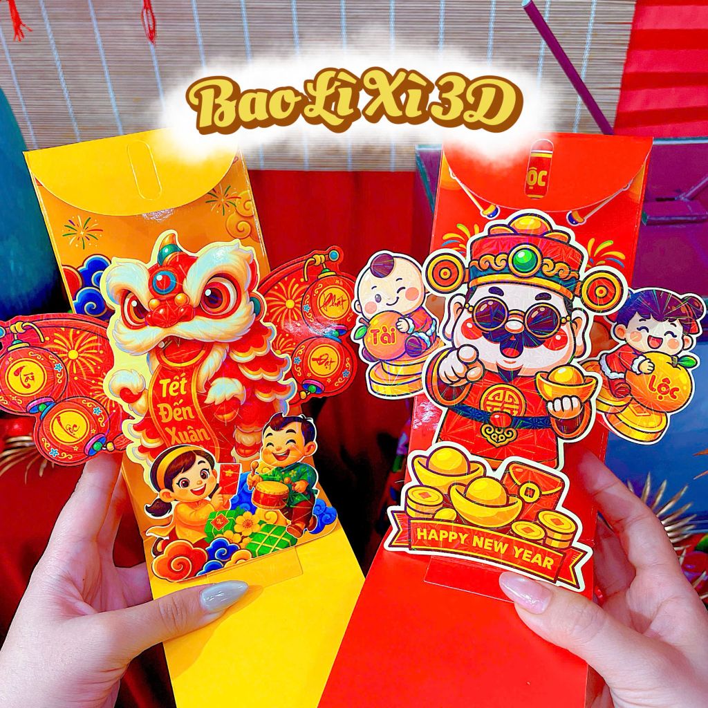 ** Bao lì xì xòe popup 3D cao cấp