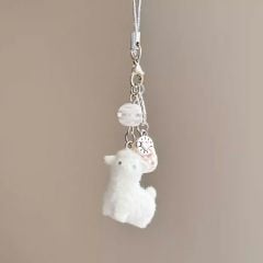 ** Dây đeo điện thoại lạc đà trắng charm dép mặt Kitty