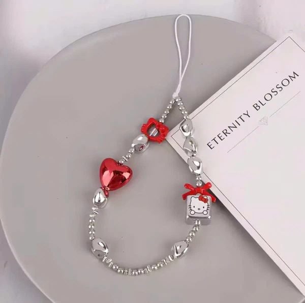 ** Dây đeo điện thoại Kitty phối bạc