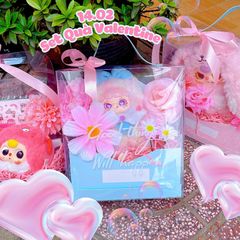 ** Set quà Valentine Babythree mix hoa hồng/xanh