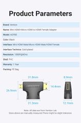 ** Hub 2 in 1 Mini Hdmi và Micro Hdmi sang Hdmi Vention