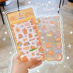 ** Set 6 tờ sticker capybara cute
