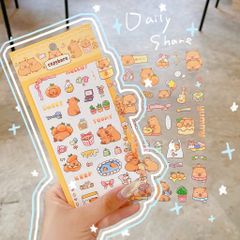 ** Set 6 tờ sticker capybara cute