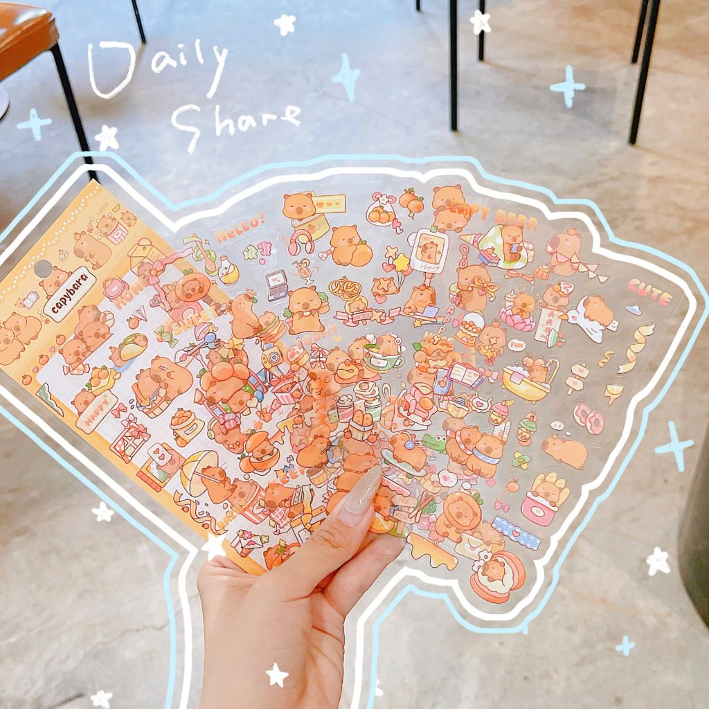 ** Set 6 tờ sticker capybara cute