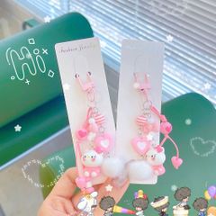 ** Móc khóa chùm Kitty hồng charm bông