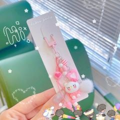 ** Móc khóa chùm Kitty hồng charm bông