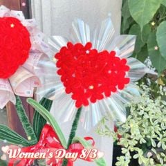 ** Cốt hoa tiền trái tim kẽm nhung 3D