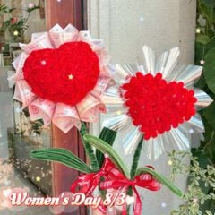 ** Cốt hoa tiền trái tim kẽm nhung 3D