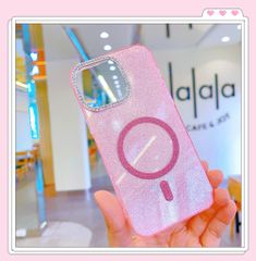 ** Ốp IP 16 Pro nhũ kim tuyến camera đính đá magsafe