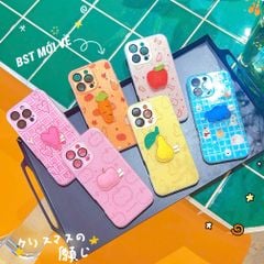 ** Ốp IP 12 Pro Max 2 lớp đính charm bông bảo vệ camera