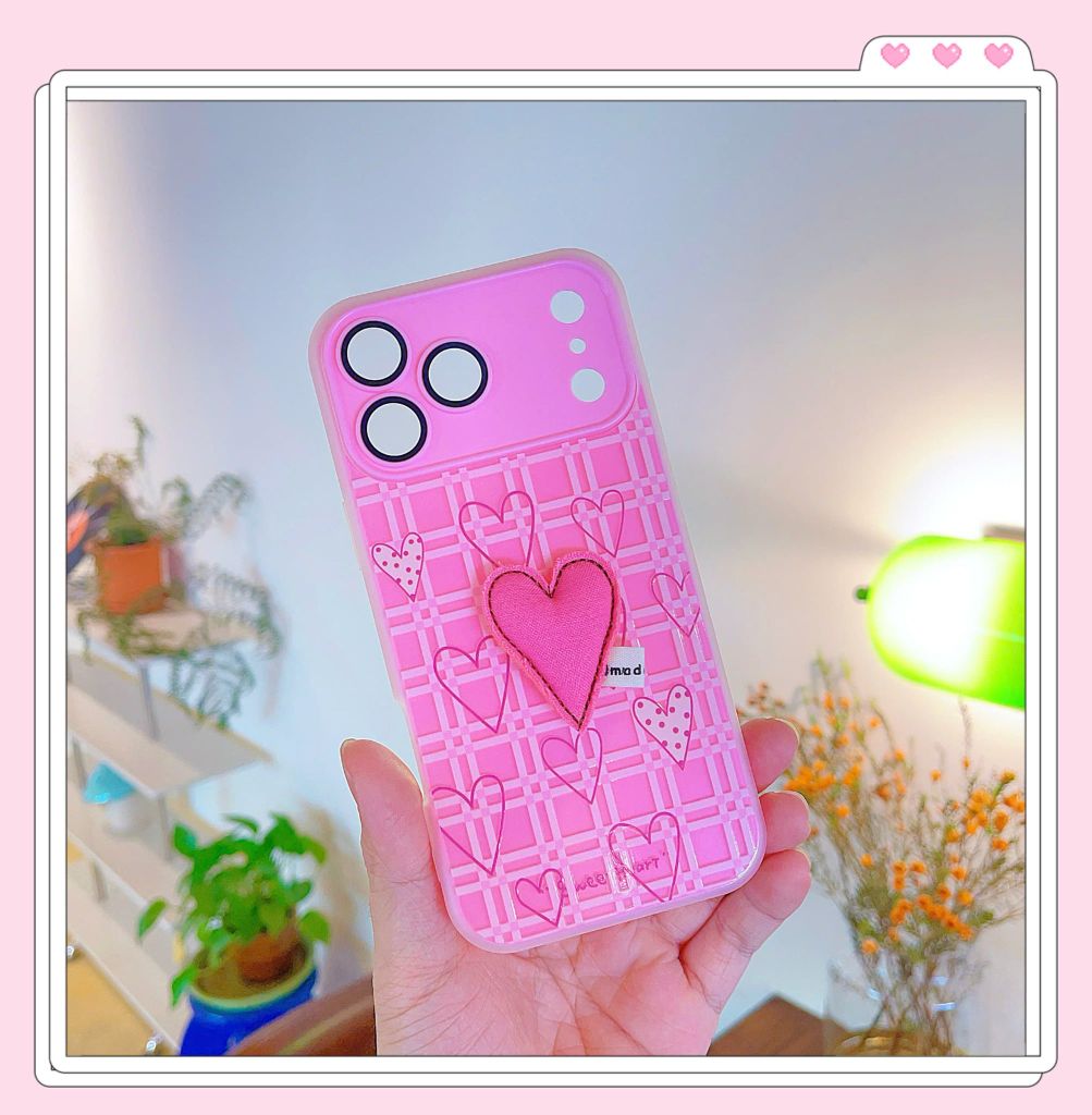 ** Ốp IP 17 Pro Max 2 lớp đính charm bông bảo vệ camera