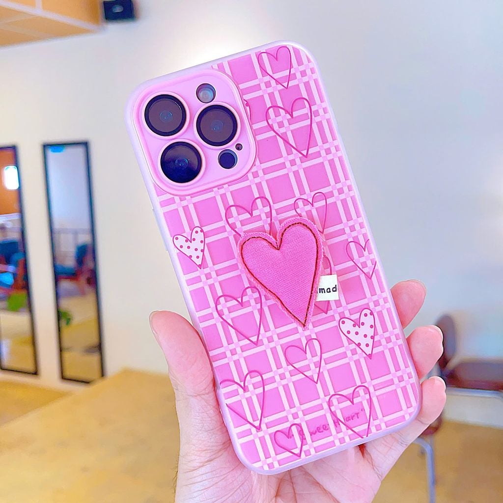 ** Ốp IP 16 Pro Max 2 lớp đính charm bông bảo vệ camera