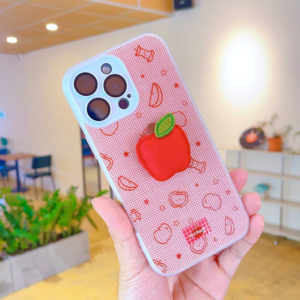 ** Ốp IP 15 Pro 2 lớp đính charm bông bảo vệ camera