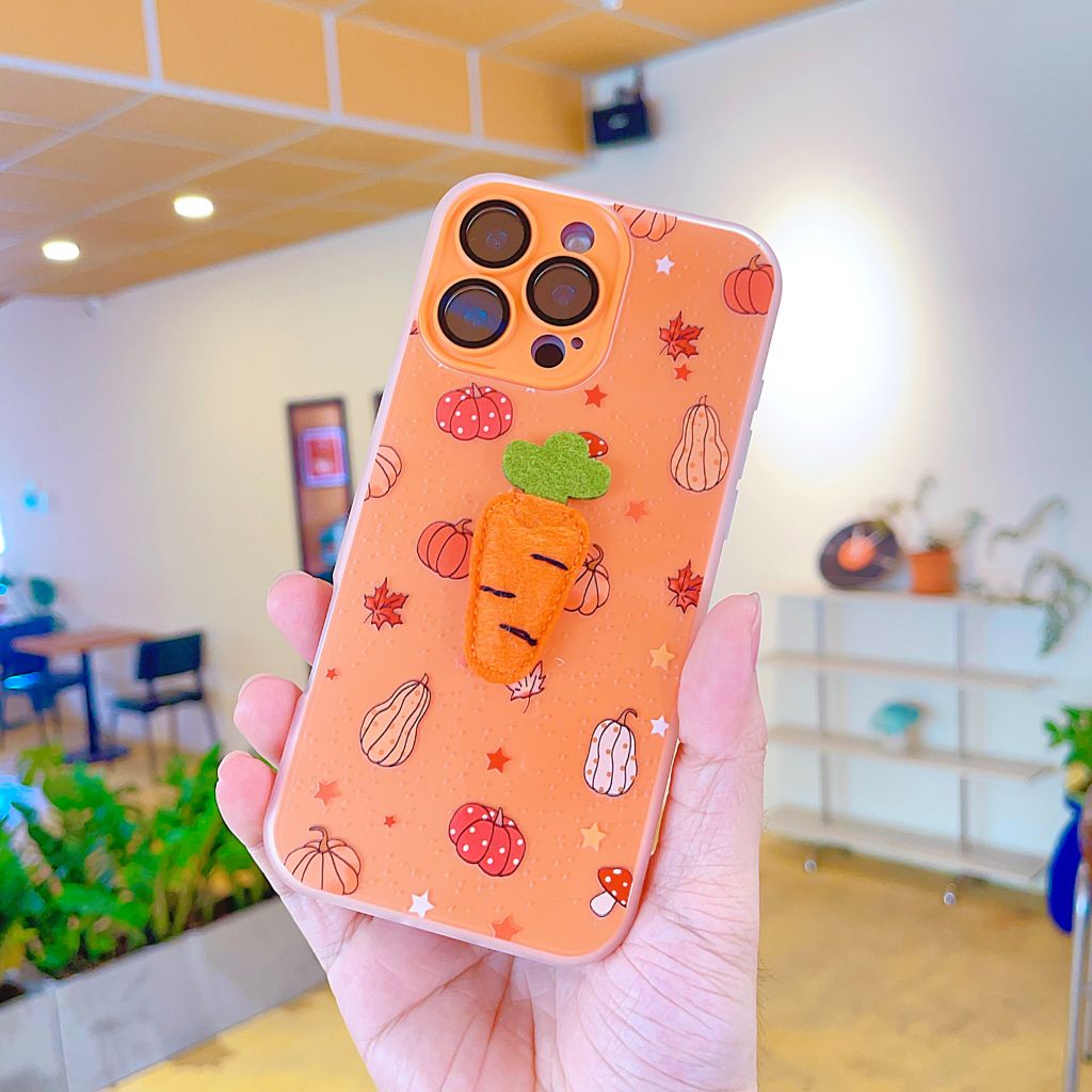 ** Ốp IP 14 Pro Max 2 lớp đính charm bông bảo vệ camera