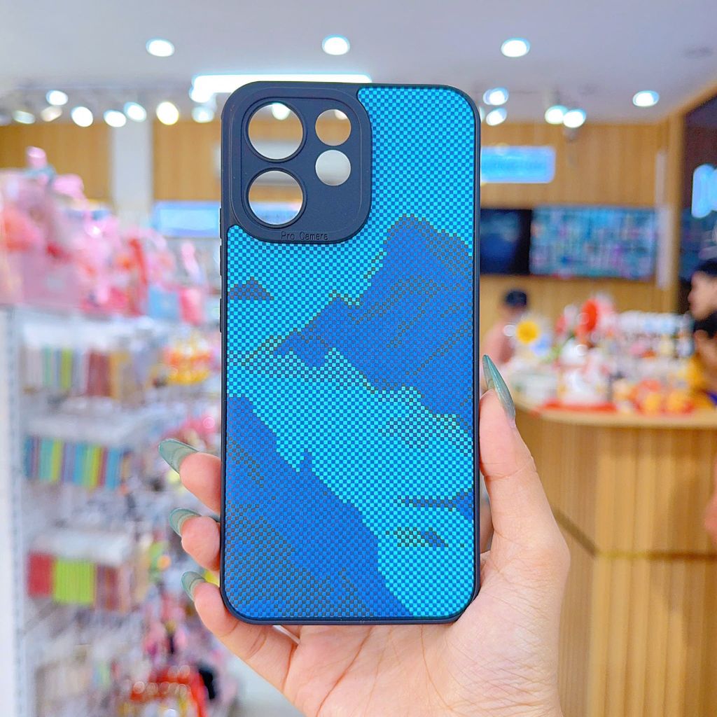 ** Ốp Reno 15F dẻo lưng giả da họa tiết Pixel