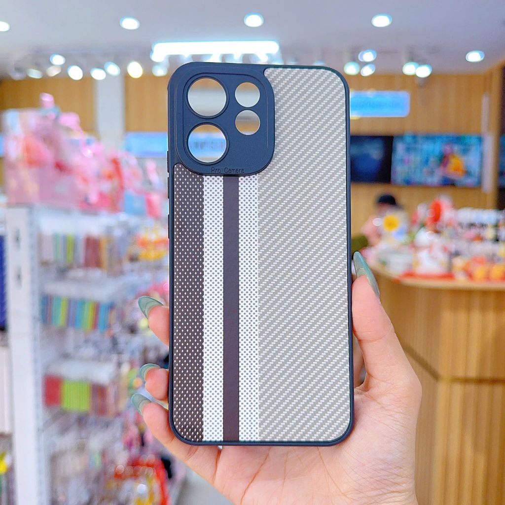 ** Ốp Reno 15F dẻo lưng giả da họa tiết Pixel