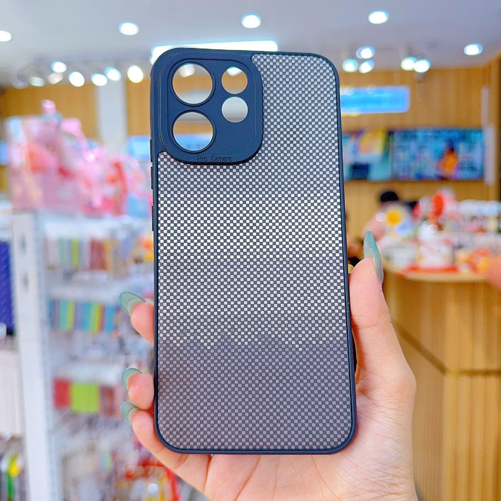 ** Ốp Reno 15F dẻo lưng giả da họa tiết Pixel