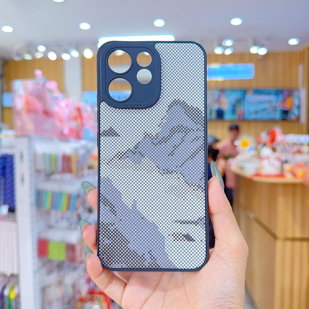 ** Ốp Reno 15F dẻo lưng giả da họa tiết Pixel
