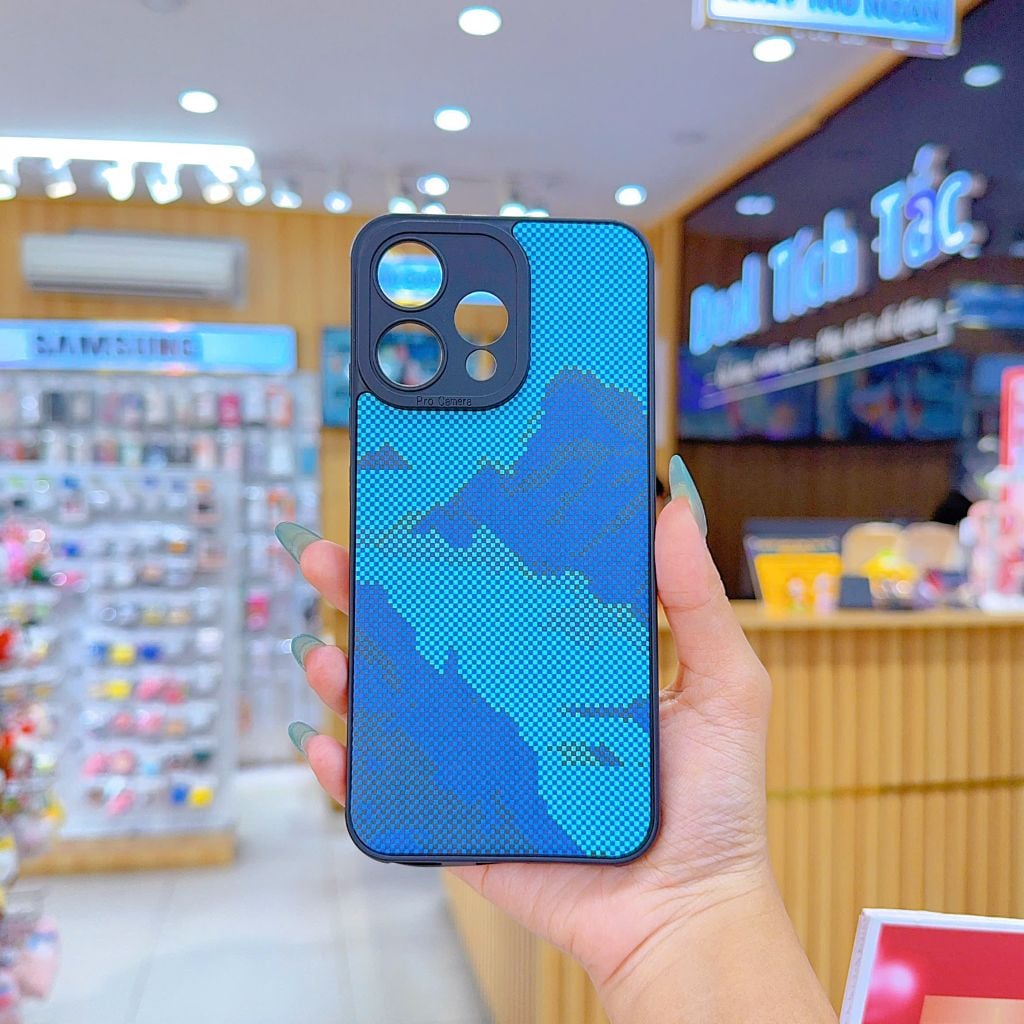 ** Ốp Reno 15 dẻo lưng giả da họa tiết Pixel