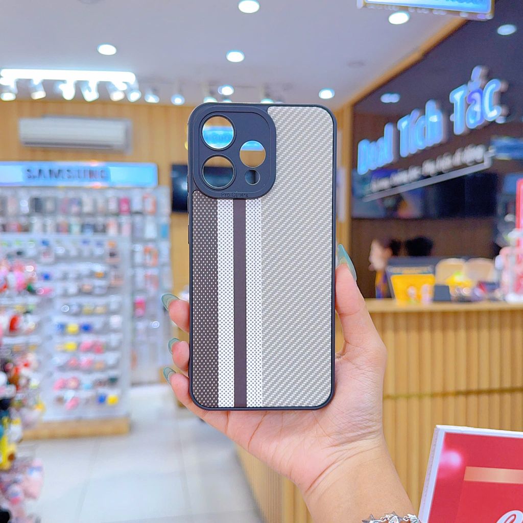 ** Ốp Reno 15 dẻo lưng giả da họa tiết Pixel