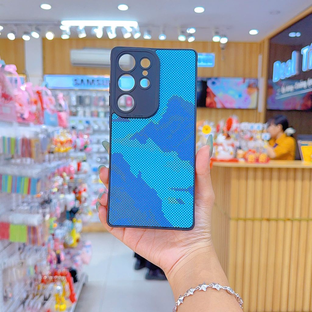 ** Ốp SS S25 Ultra dẻo lưng giả da họa tiết Pixel