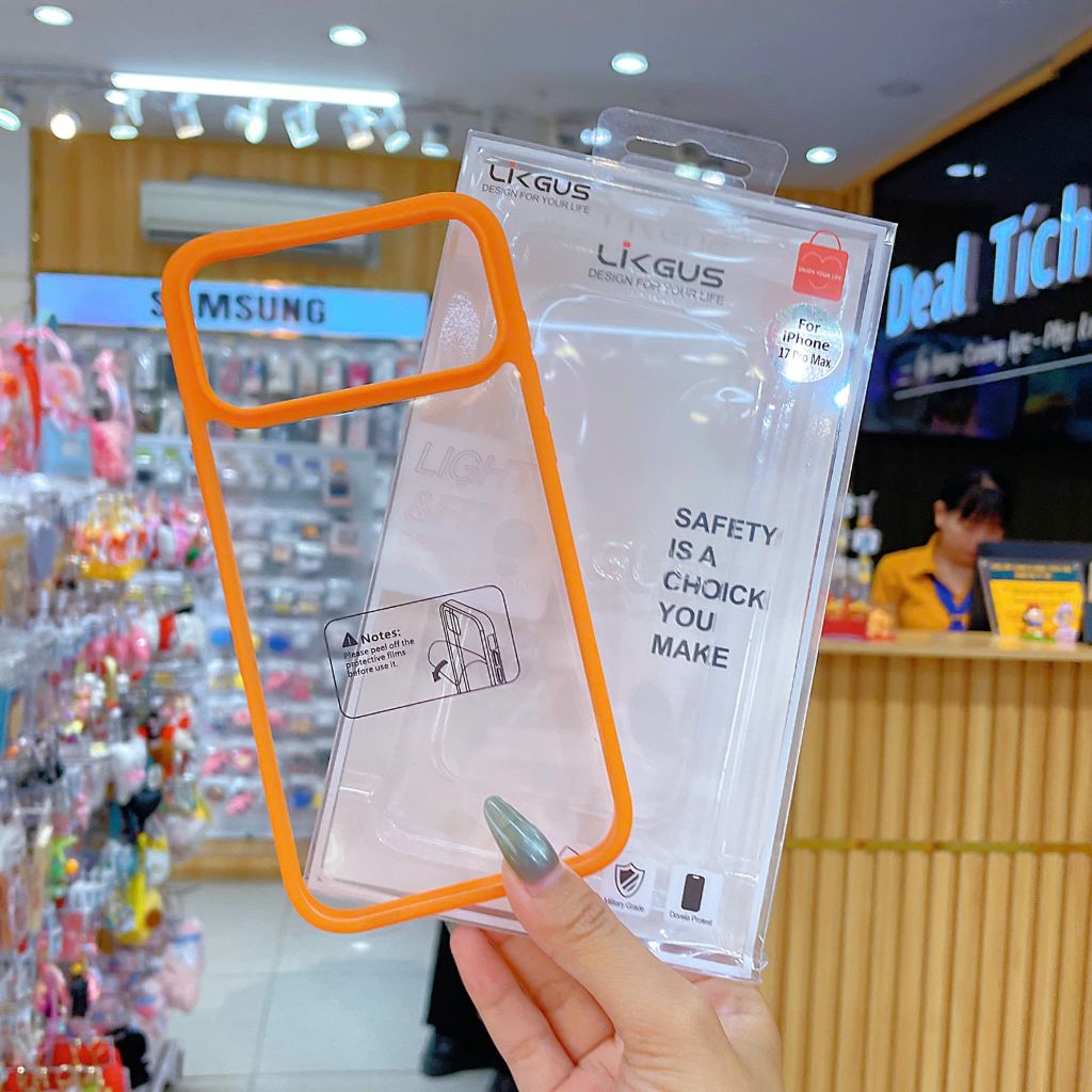Ốp IP 17 Pro Max Likgus trong viền màu camera trơn