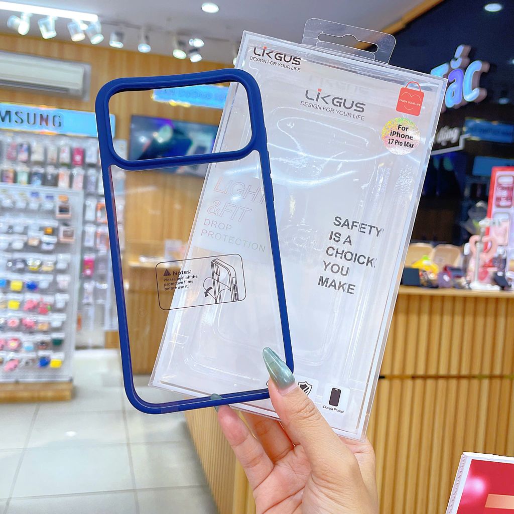 Ốp IP 17 Pro Max Likgus trong viền màu camera trơn