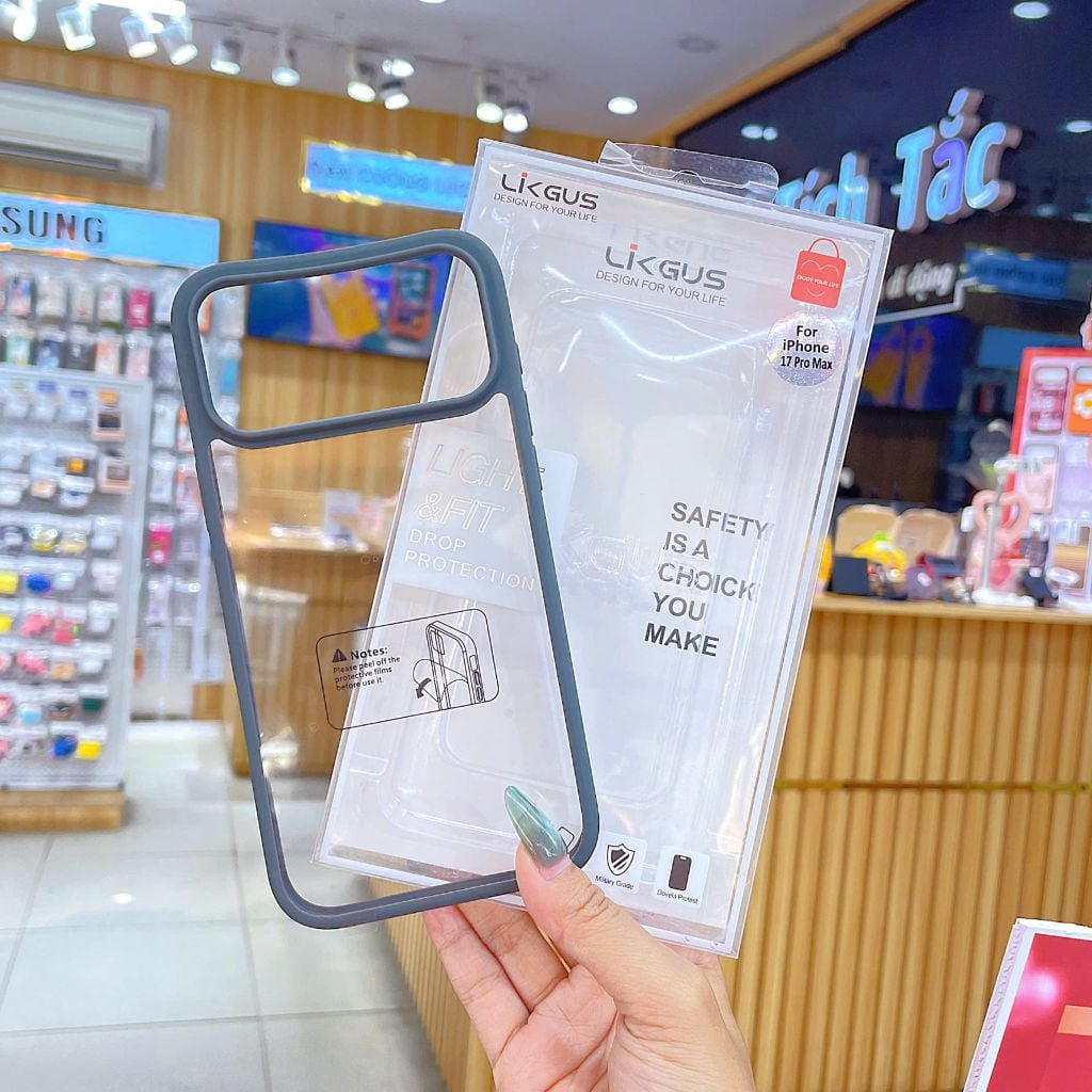 Ốp IP 17 Pro Max Likgus trong viền màu camera trơn