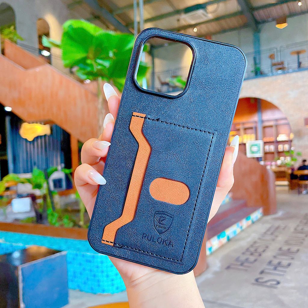 ** Ốp IP 16 Pro Puloka da ngựa kèm ví card