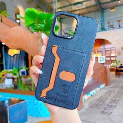 ** Ốp IP 14 Pro Puloka da ngựa kèm ví card