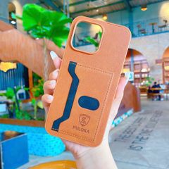 ** Ốp IP 16 Pro Puloka da ngựa kèm ví card