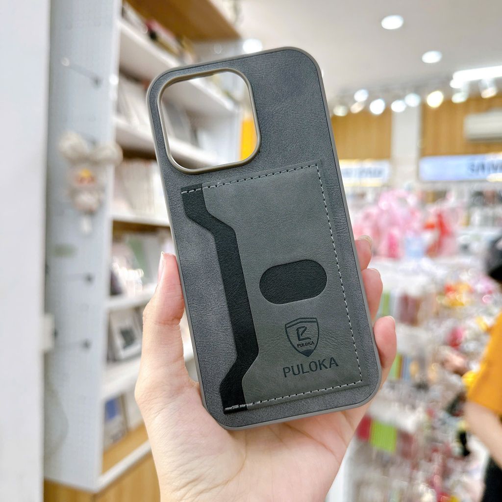 ** Ốp IP 13 Pro Puloka da ngựa kèm ví card