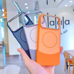 ** Ốp IP 17 Pro Max phối vân da viền camera bạc magsafe