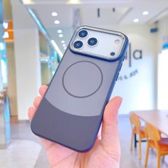 ** Ốp IP 17 Pro Max phối vân da viền camera bạc magsafe