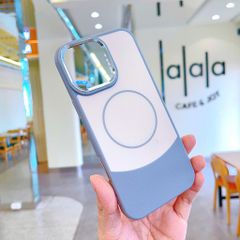 ** Ốp IP 12 Pro Max phối vân da viền camera bạc magsafe