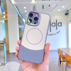 ** Ốp IP 14 Pro Max phối vân da viền camera bạc magsafe