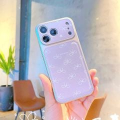 ** Ốp IP 17 Pro Max vân da viền dẻo xi bạc camera in hình