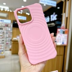 ** Ốp IP 16 Pro Silicon vân sóng tròn magsafe