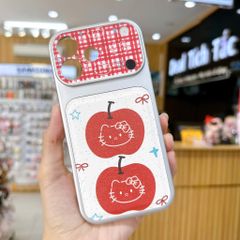 ** Ốp IP 17 vân da viền dẻo xi bạc camera in hình